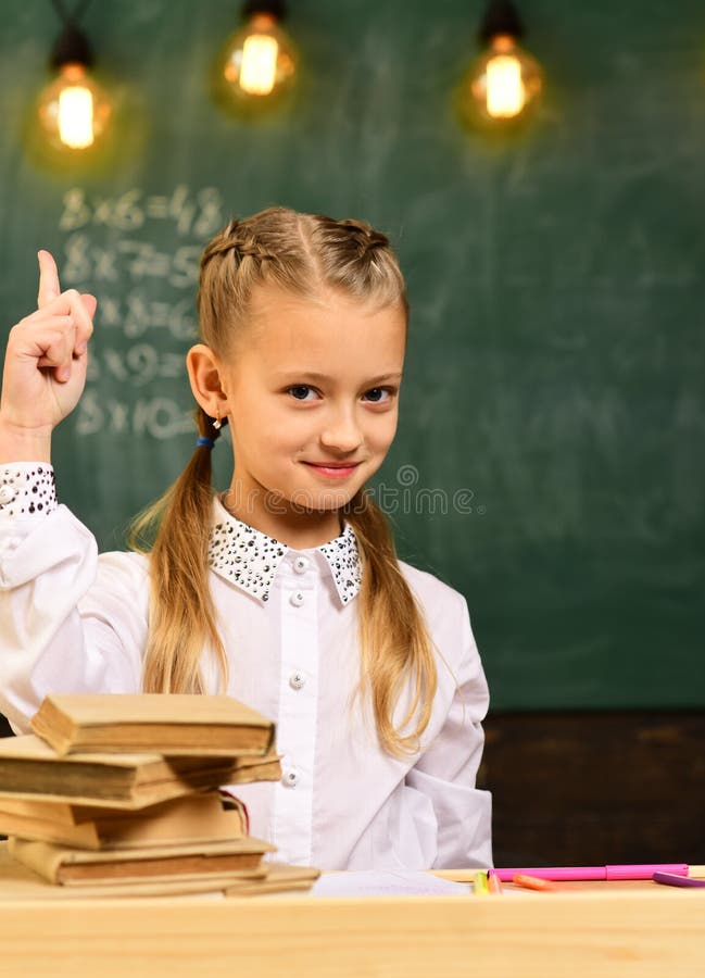 Creative idea. creative idea of little kid in school. girl has creative idea. creative idea and inspiration concept stock photos Creative idea. creative idea of little kid in school. girl has creative idea. creative idea and inspiration concept stock photos