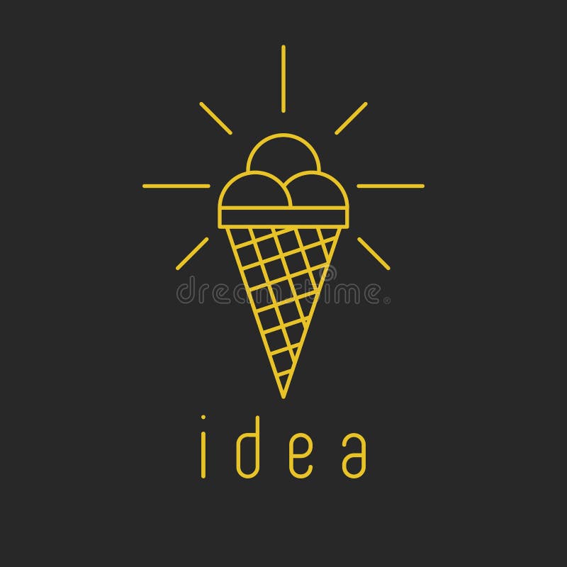 The creative idea logo form ice cream instead glowing light bulb stock illustration