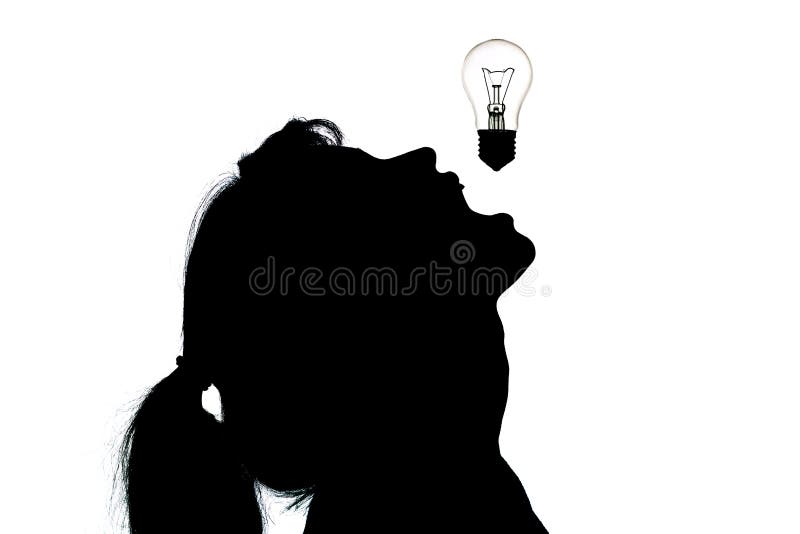 The Creative Idea, the Silhouette of a Woman Who Opened Her Mouth To Eat a  Light Bulb that Symbolizes Useful Thought or Innovation Stock Photo - Image  of illumination, beautiful: 104070980
