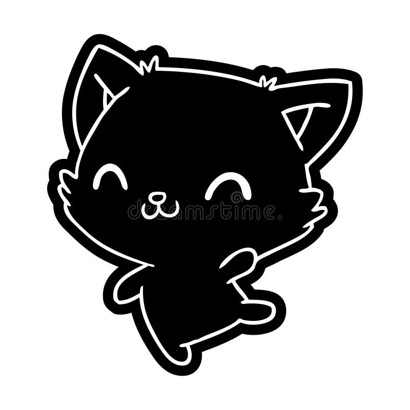 Kawaii Cat Icon Cute Animal Vector Graphic Stock Illustration