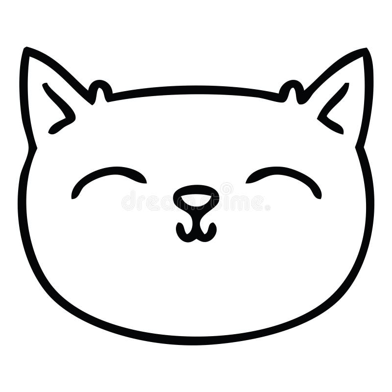 quirky line drawing cartoon cat face