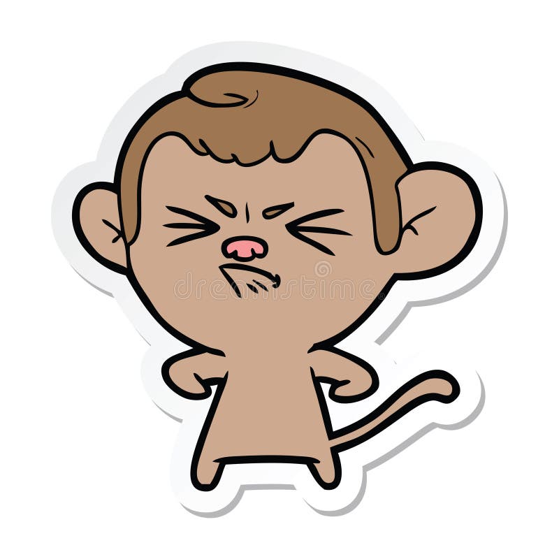 Sticker of a Cartoon Angry Monkey Stock Vector - Illustration of ...