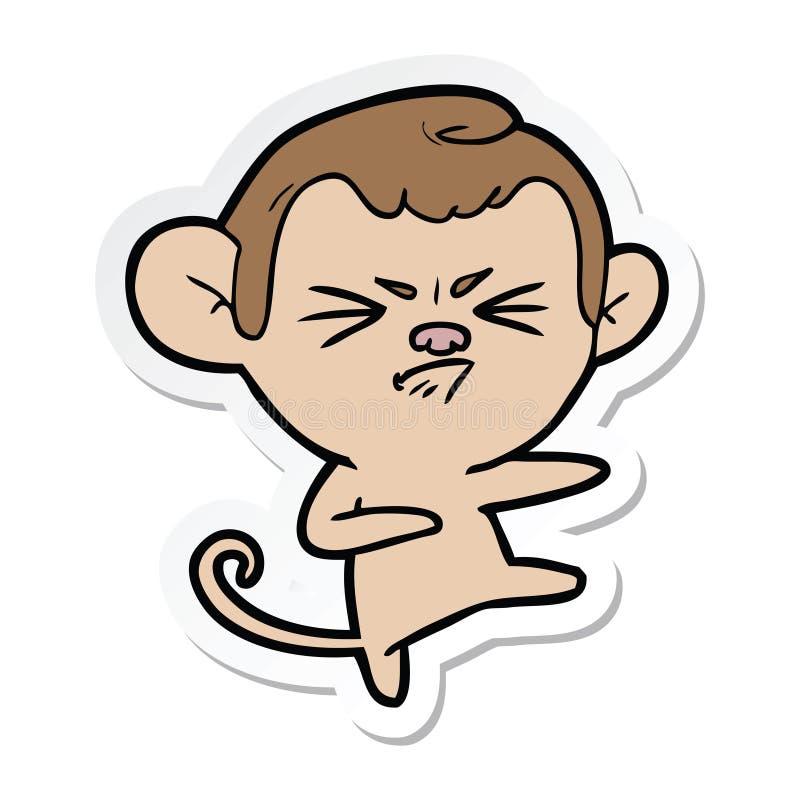 Sticker of a Cartoon Angry Monkey Stock Vector - Illustration of hand ...