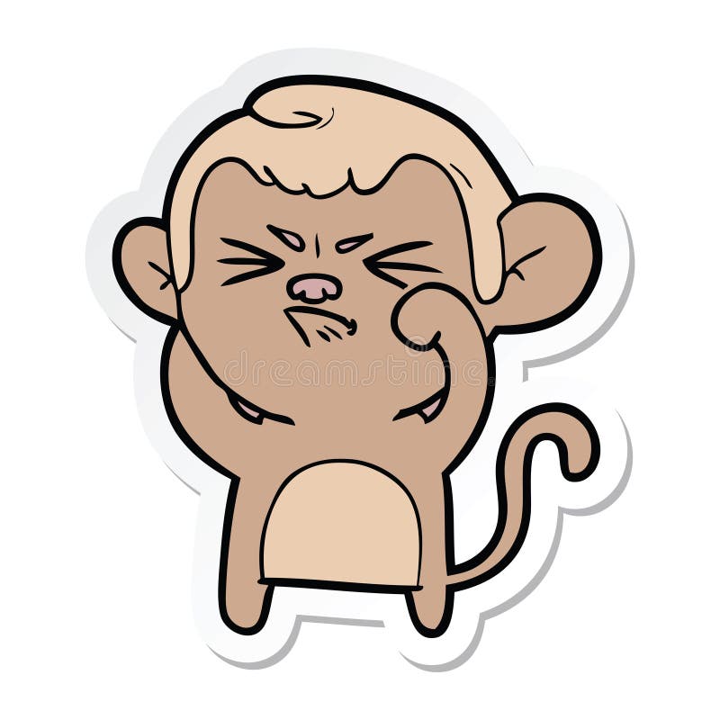 Sticker of a Cartoon Angry Monkey Stock Vector - Illustration of monkey ...