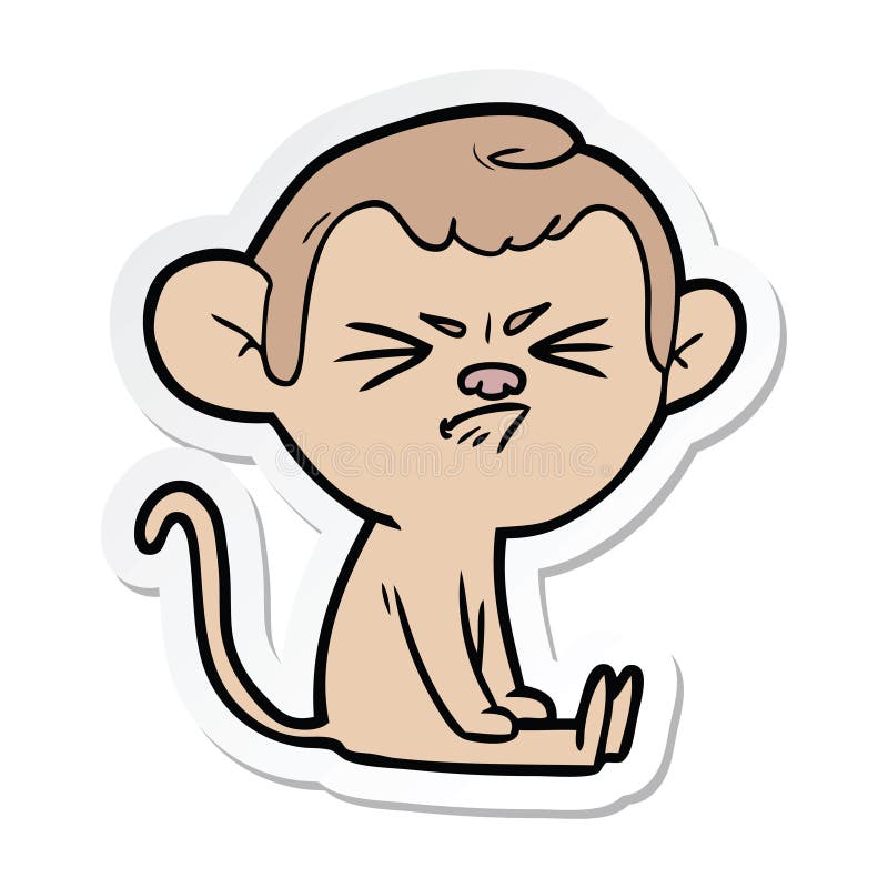 Sticker of a Cartoon Angry Monkey Stock Vector - Illustration of icon ...