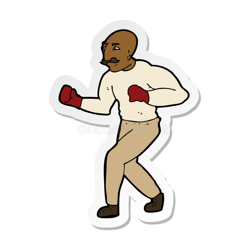 Sticker of a cartoon boxer vector illustration
