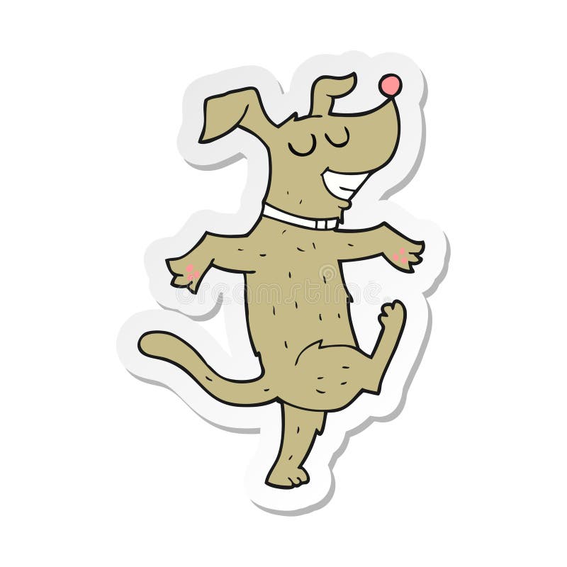 sticker of a cartoon dancing dog