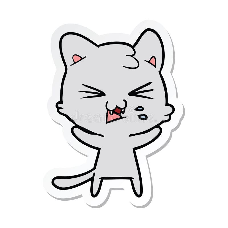 Cute angry cat hissing No. Sticker by StockPhotosArt Com - Pixels