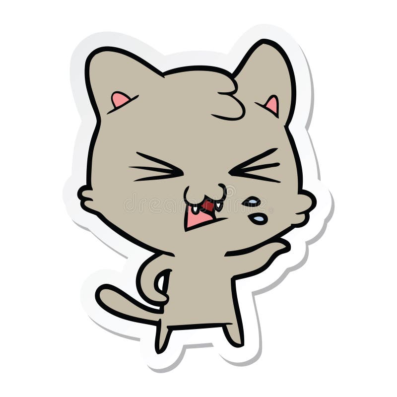 Cute angry cat hissing No. Sticker by StockPhotosArt Com - Pixels