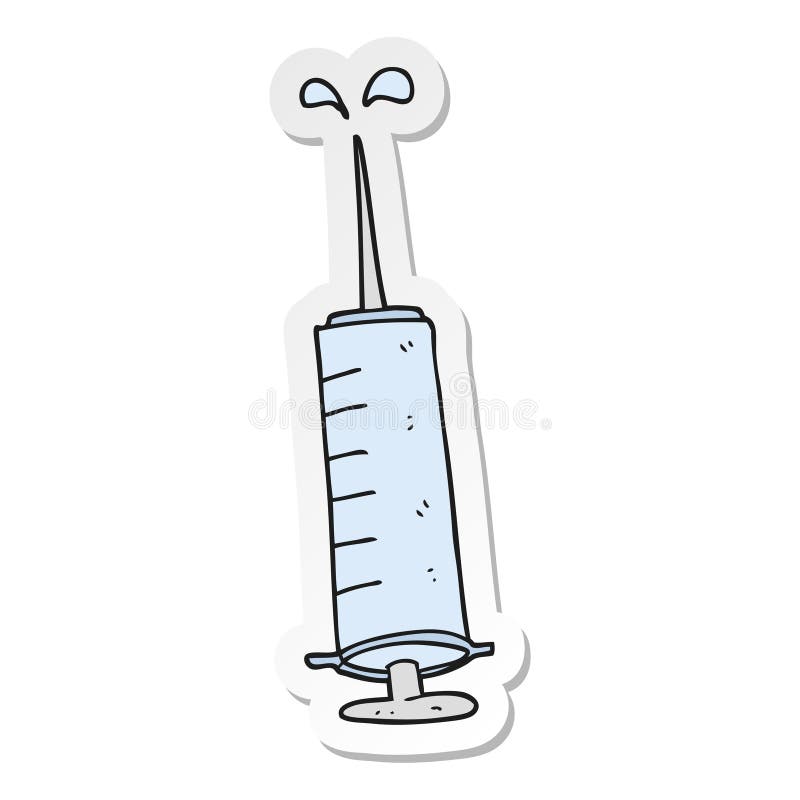 sticker of a cartoon medical needle