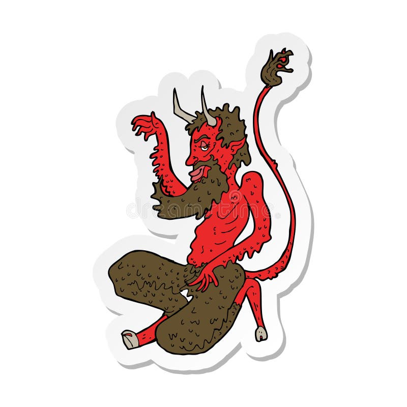 Sticker of a Cartoon Traditional Devil Stock Vector Illustration of