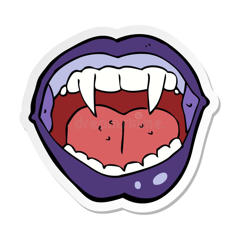 sticker of a cartoon vampire mouth