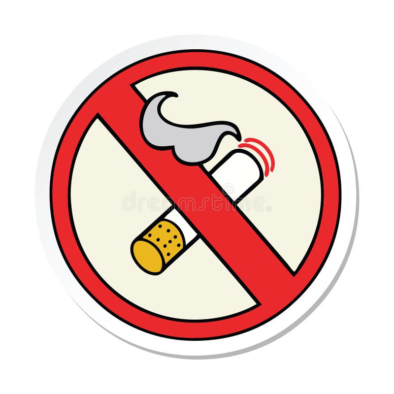 Sticker of a Cute Cartoon No Smoking Allowed Sign Stock Vector -  Illustration of drawing, artwork: 149243527
