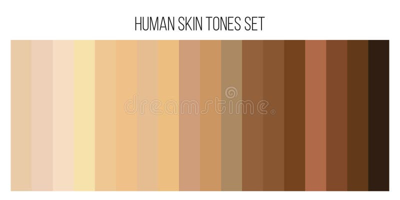 Creative illustration of human skin tone color palette set  on background. Art design. Abstract concept person face, body vector illustration