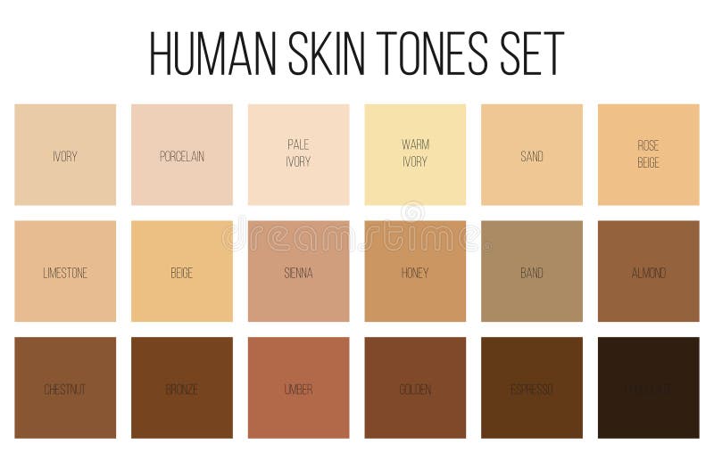 Creative illustration of human skin tone color palette set isolated on transparent background. Art design. Abstract concept royalty free illustration