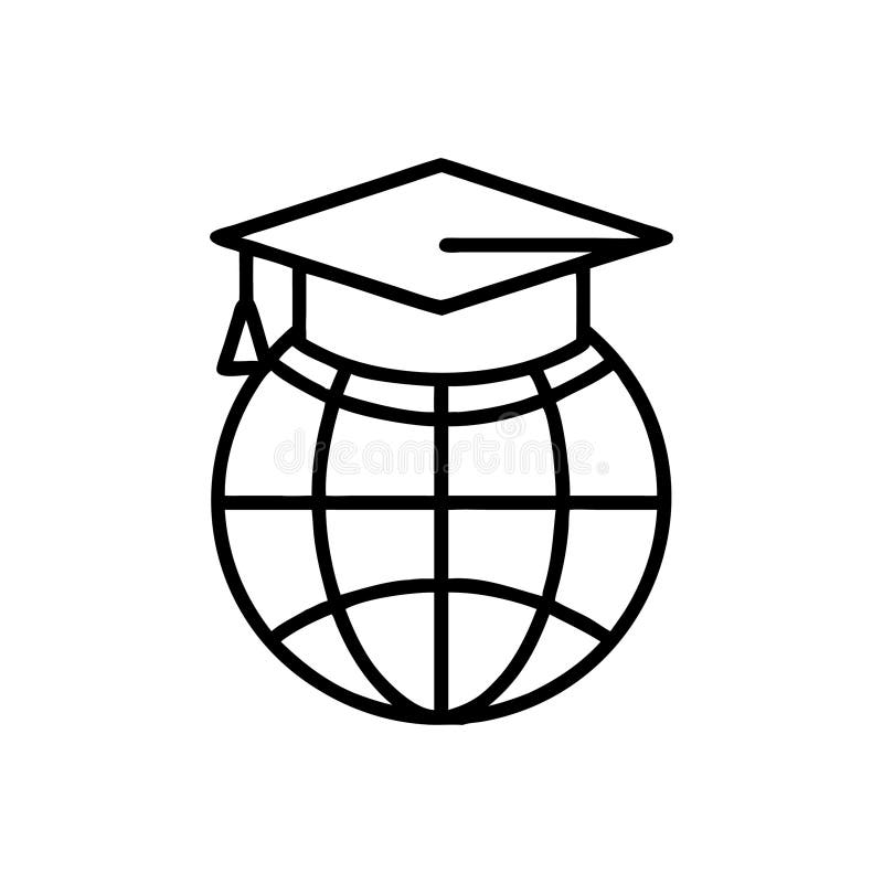 Creative Graduation Cap on Globe Icon stock illustration