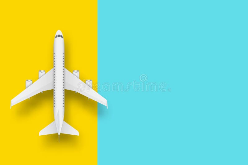 Creative Illustration of Plane Isolated on Colorful Background. Top View  Airplane. Travel Art Design of Summer Vacation Stock Illustration -  Illustration of transportation, tourism: 144847088