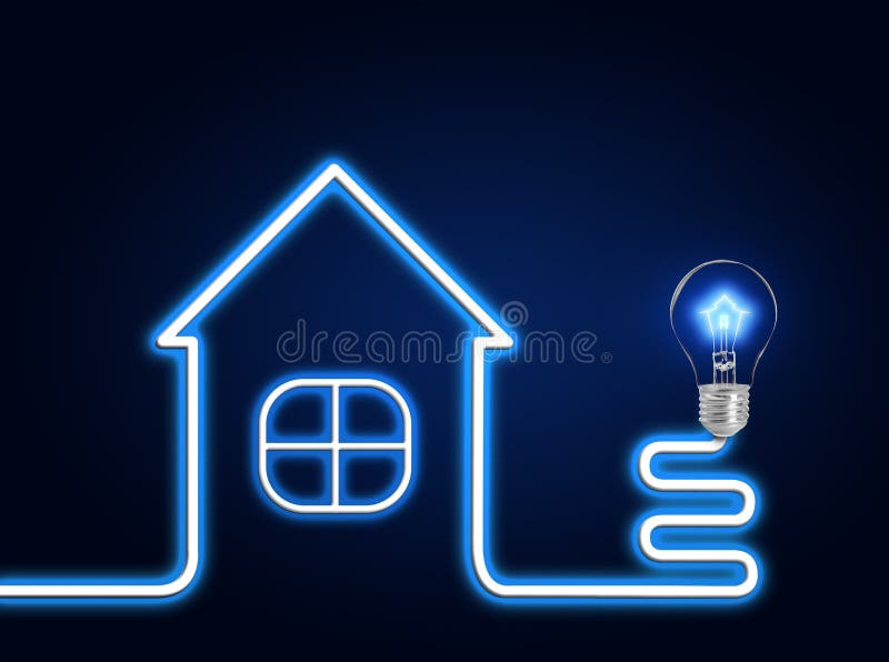 Creative image of house and light bulb on background. Energy efficiency, loan, property or business idea concepts royalty free stock photo Creative image of house and light bulb on background. Energy efficiency, loan, property or business idea concepts royalty free stock photo
