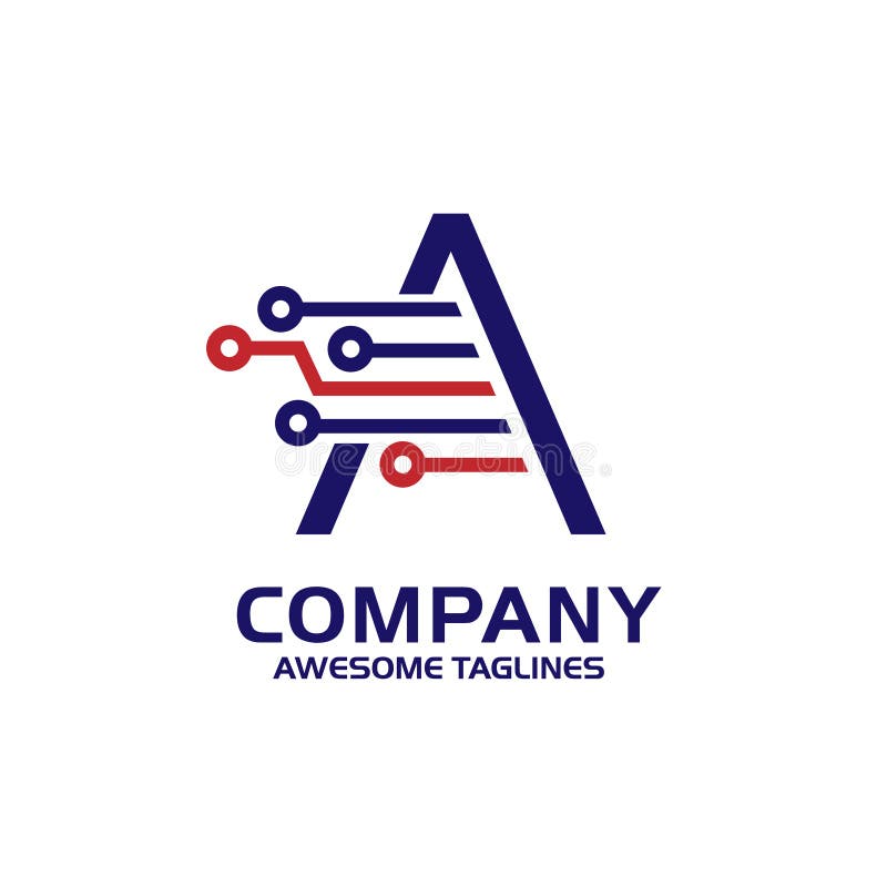 Letter A tech logo vector stock illustration