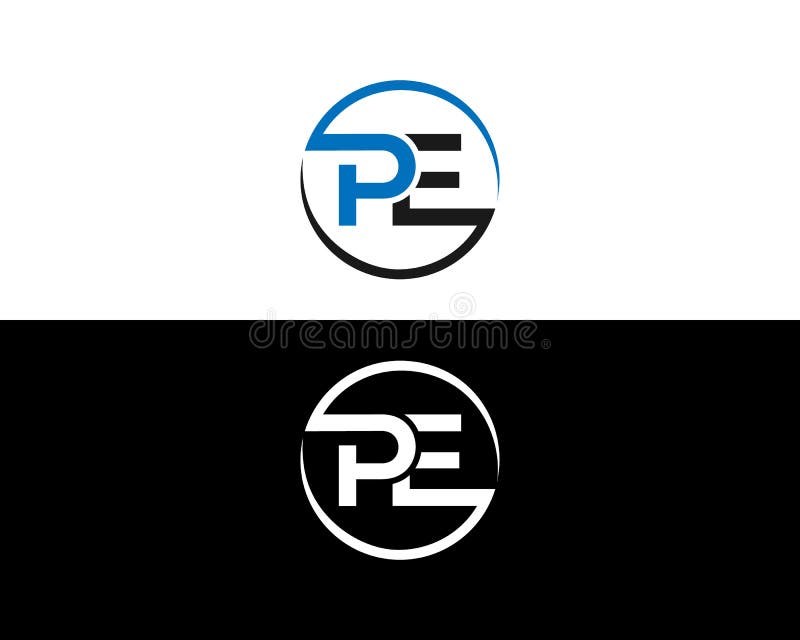 Creative Initial PE Letter Logo Icon Design stock illustration