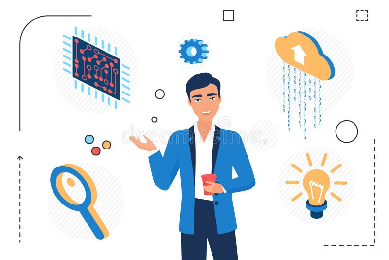 Creative innovative cloud computing technologies vector illustration