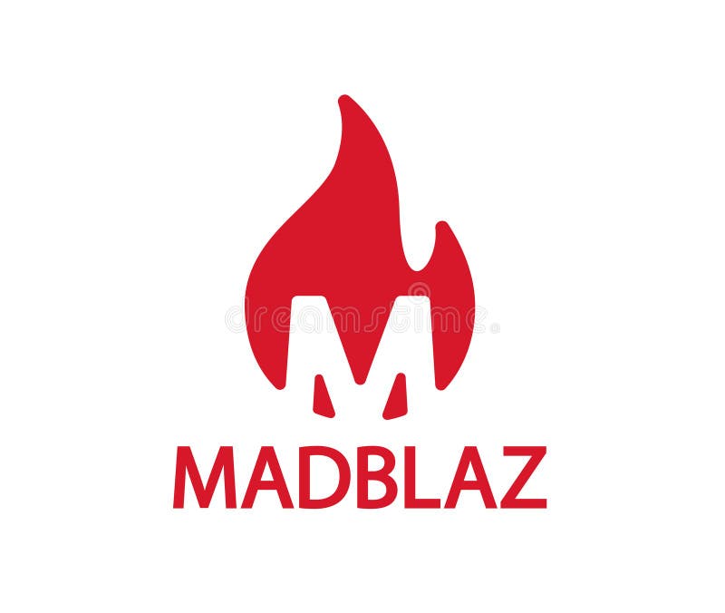 Creative letter M and fire logo vector icon symbol stock illustration