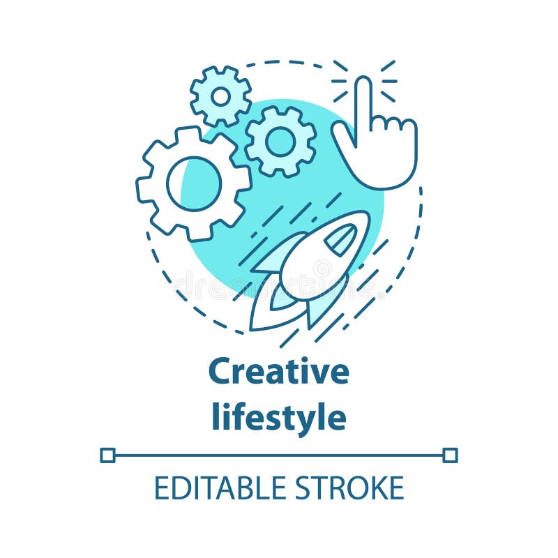 Creative lifestyle blue concept icon. Brainstorming idea thin line illustration. Imagination and original idea vector illustration