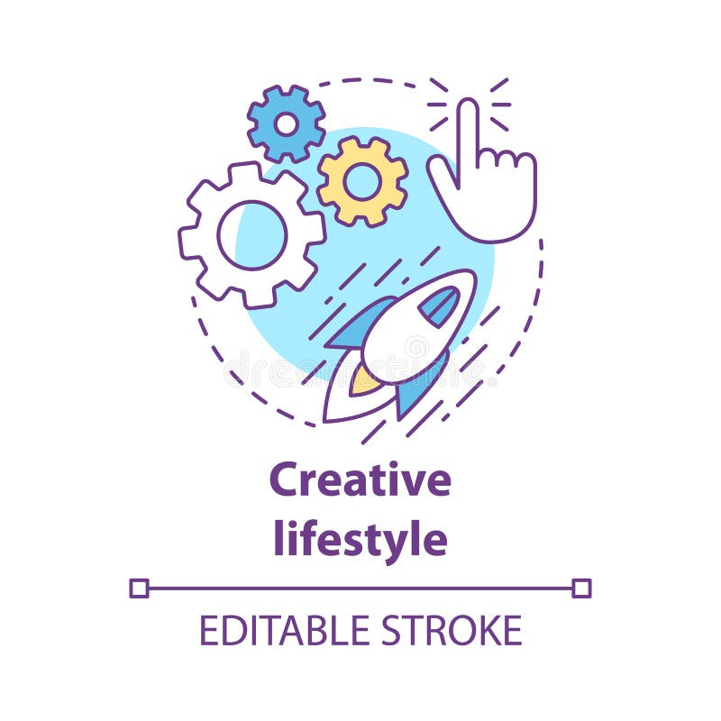 Creative lifestyle concept icon. Brainstorming idea thin line illustration. Imagination and original idea generation stock illustration