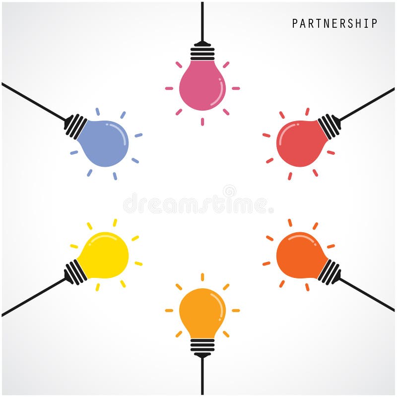 Creative light bulb Idea concept banner background. Brainstorming and teamwork concept royalty free illustration