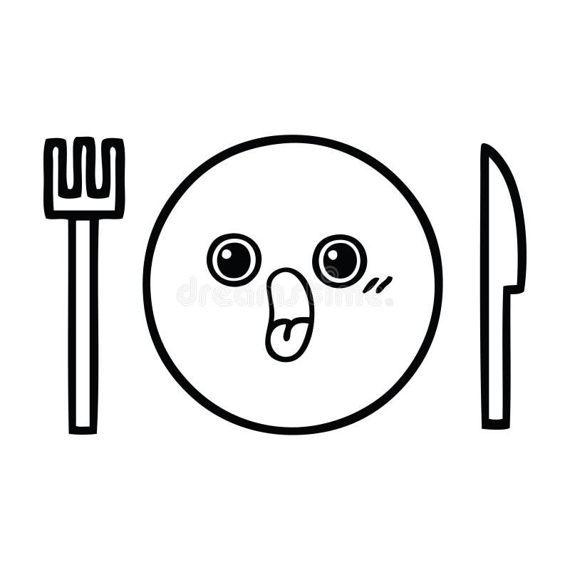 Line Drawing Cartoon of a Dinner Plate Stock Vector - Illustration of hand, dining: 150396483 Line Drawing Cartoon of a Dinner Plate Stock Vector - Illustration of hand, dining: 150396483