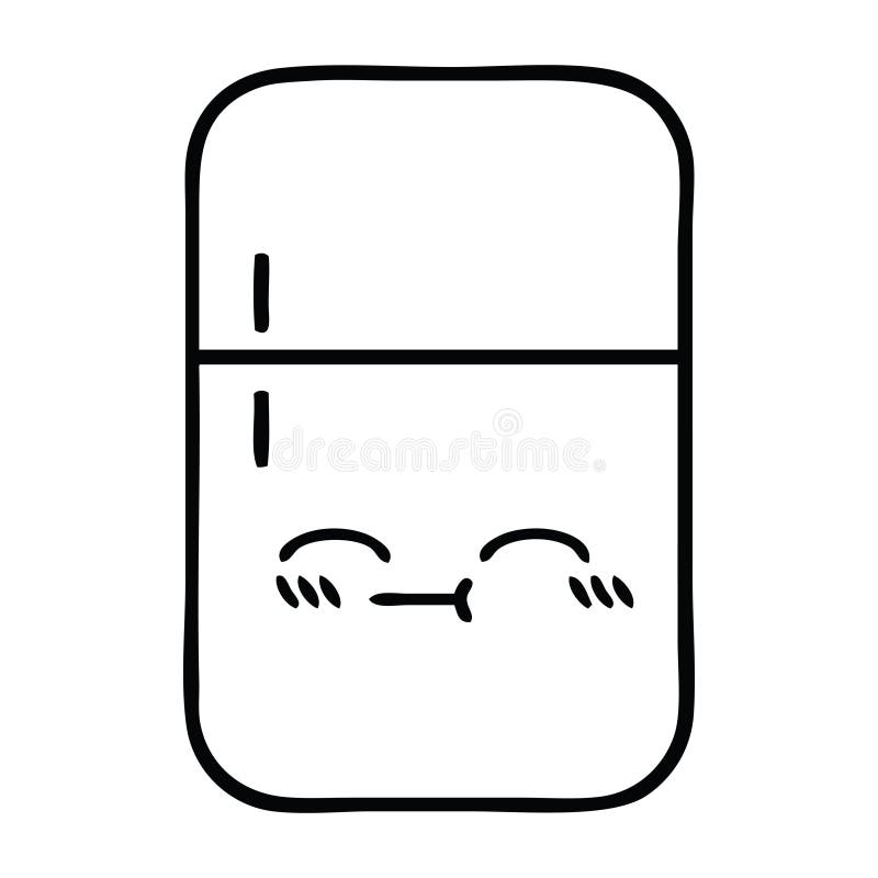 A Creative Line Drawing Cartoon Fridge Freezer Stock Vector