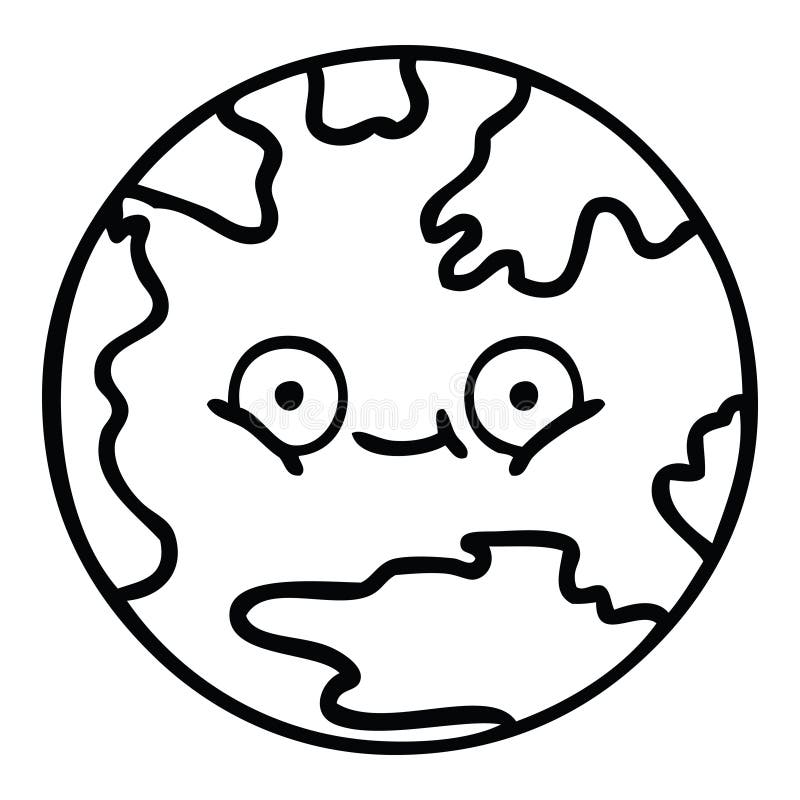A Creative Line Drawing Cartoon Planet Earth Stock Vector - Illustration of  cute, cartoon: 150927144