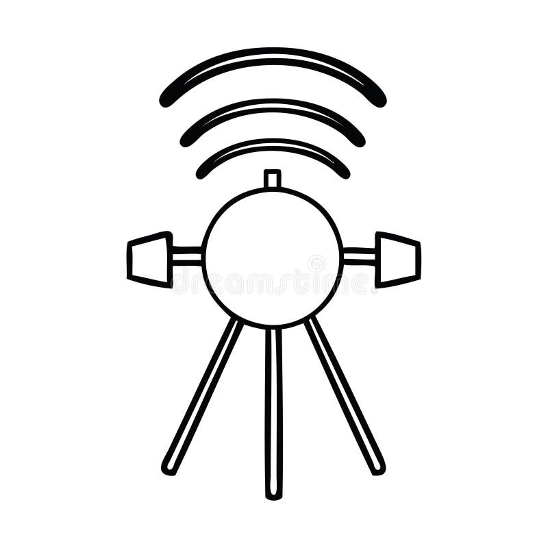 A Creative Line Drawing Cartoon Satellite Stock Vector - Illustration