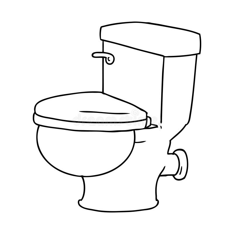A Creative Line Drawing Doodle of a Bathroom Toilet Stock Vector