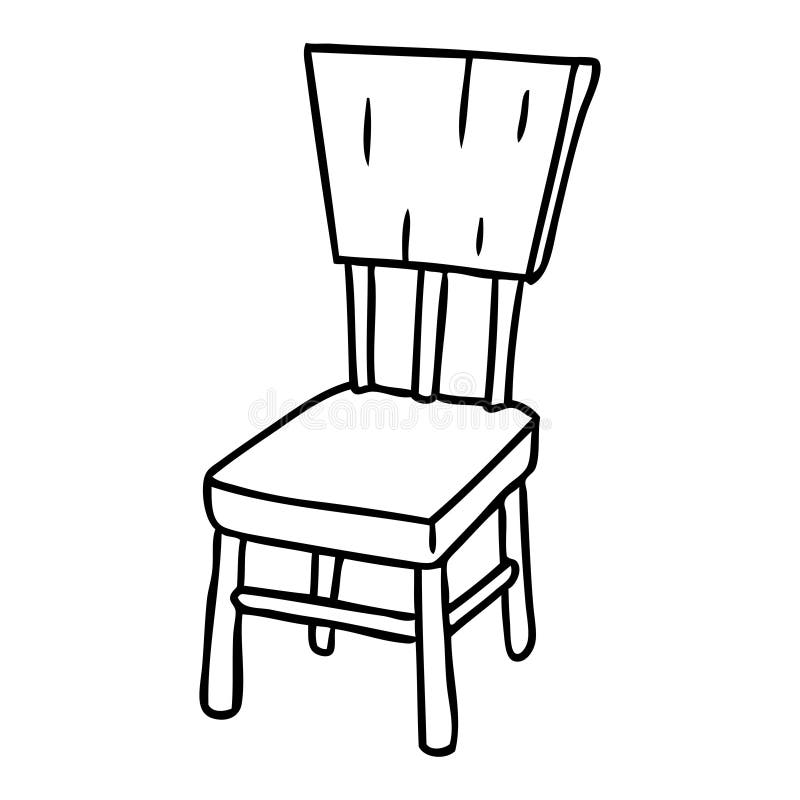 A creative line drawing doodle of a  wooden chair