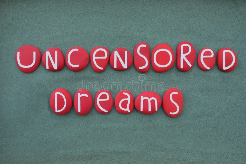 Uncensored Dreams, Creative Logo Composed with Red Colored Stone