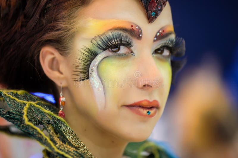 Creative Makeup Show at the Festival of Beauty Editorial Stock Photo