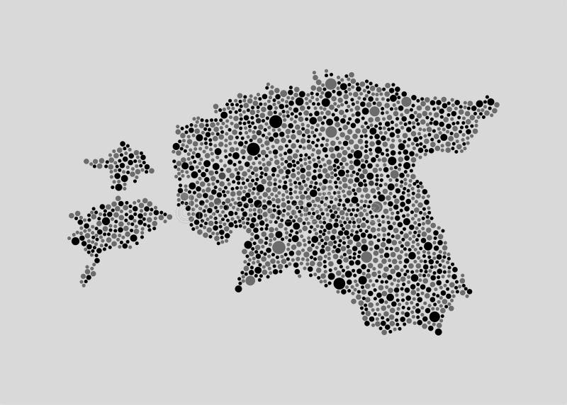Creative map Estonia from random black dots stock illustration