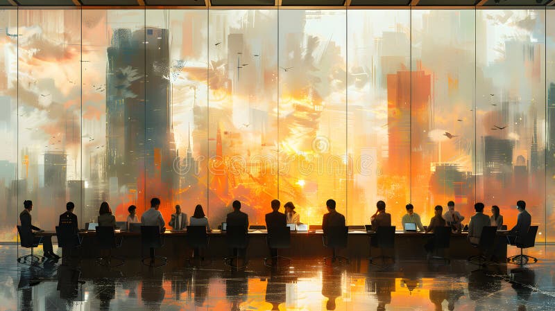 Unlocking Creative Potential - Group Brainstorming Session stock illustration