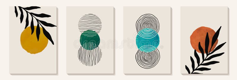 Creative minimalist hand painted Abstract art background with watercolor stain and Hand Drawn doodle Scribble Circle. Design for vector illustration