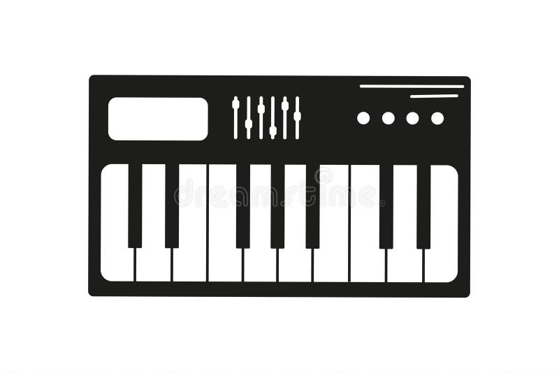 Creative music arrangement using a black keyboard synthesizer on a plain background vector illustration