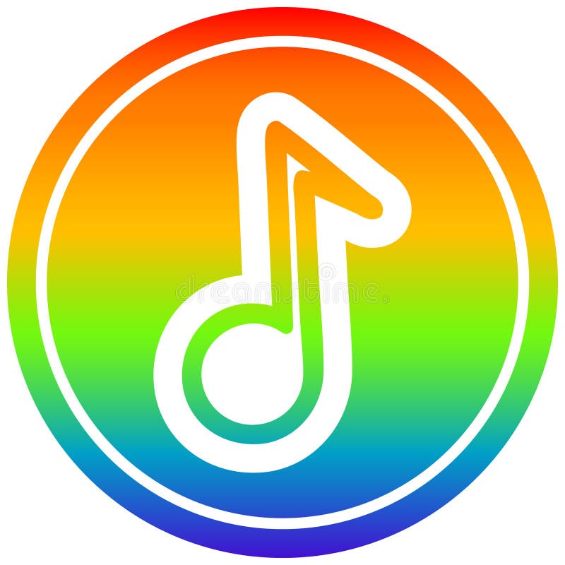 A creative musical note circular in rainbow spectrum
