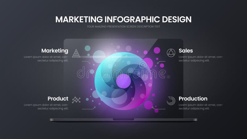 4 option circle marketing analytics vector illustration template. Notebook mock up. Business data infographic design layout. vector illustration 4 option circle marketing analytics vector illustration template. Notebook mock up. Business data infographic design layout. vector illustration