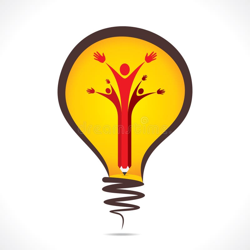 Creative people support symbol design with pencil in bulb