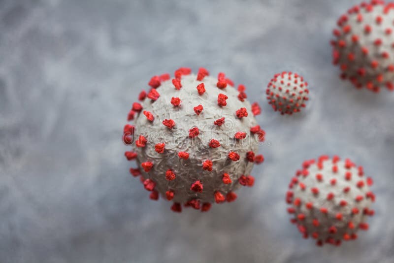 Creative photo of coronavirus sphere 3d model.