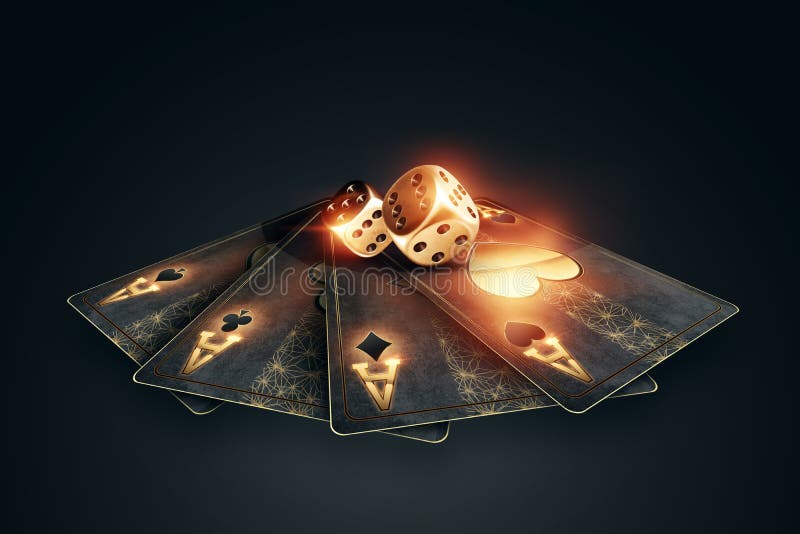 Creative Poker Template, Background Design with Golden Playing Cards and  Poker Chips on a Dark Background. Casino Concept, Stock Illustration -  Illustration of business, render: 197361997