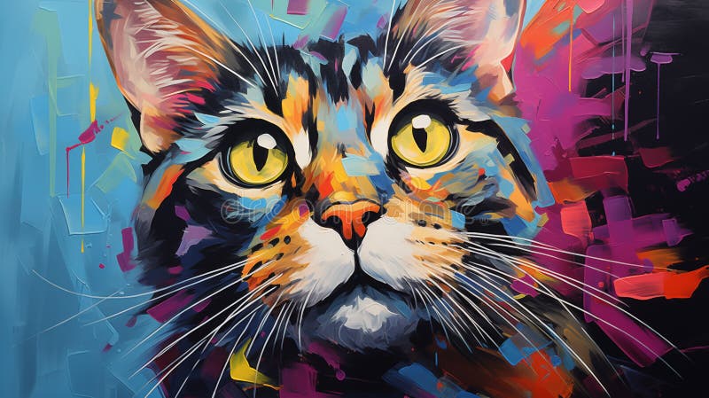 Creative poster with colorful cat stock images