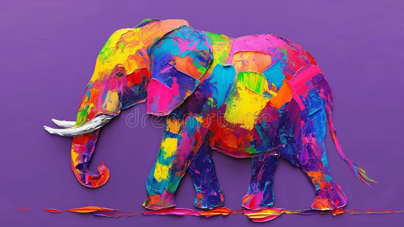 Creative poster with colorful elephant stock photos