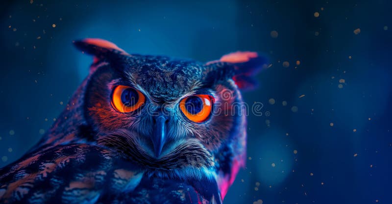 Creative poster with colorful owl royalty free stock photo