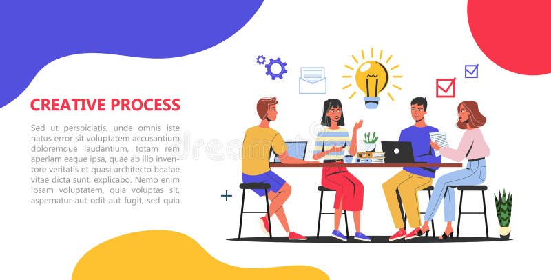 Creative process web banner concept. Business team royalty free illustration Creative process web banner concept. Business team royalty free illustration